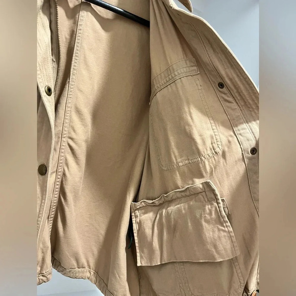 Lauren Ralph Lauren Tan Safari 3/4 Sleeve jacket utility collared cargo Large - Picture 9 of 13
